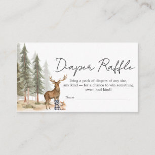 Adventure Begin Woodland Animal Baby Diaper Raffle Enclosure Card