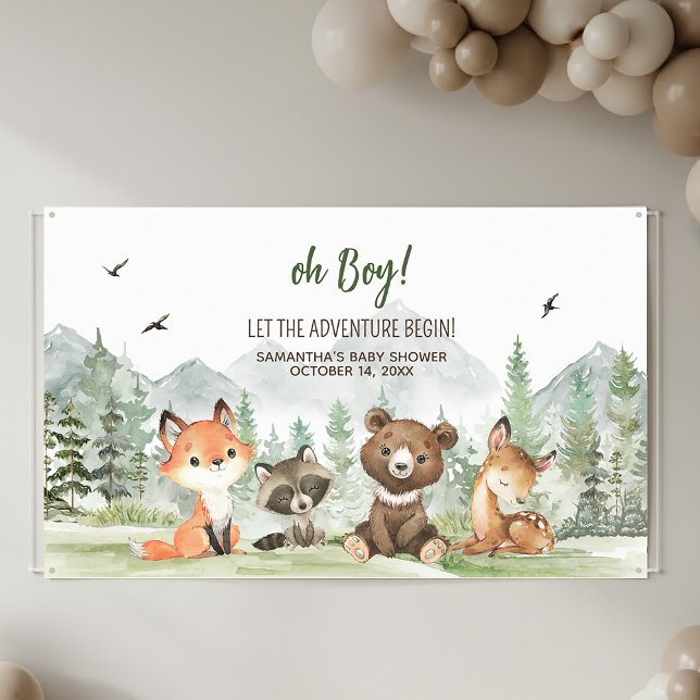 Adventure Begin Woodland Animals Baby Shower Banner (Creator Uploaded)