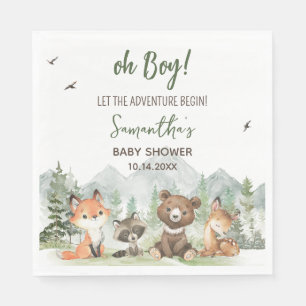 Adventure Begin Woodland Animals Baby Shower Napkin