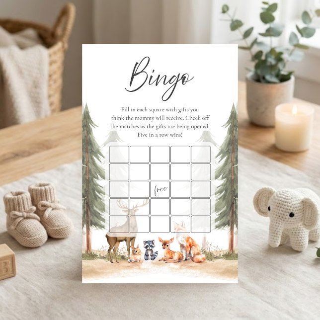 Adventure Begin Woodland Animals Shower Bingo Game (Let the Adventure Begin Woodland Animals Baby Shower Bingo Game)