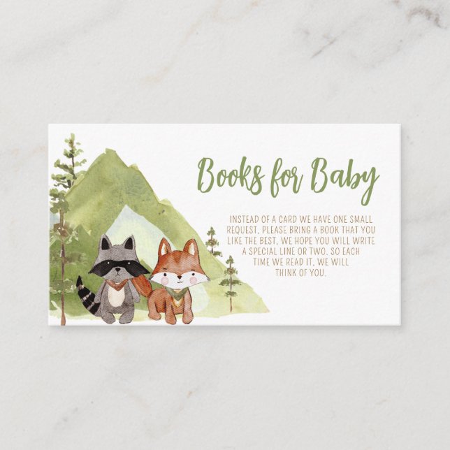 Adventure Begin Woodland Baby Shower Book for Baby Enclosure Card (Front)