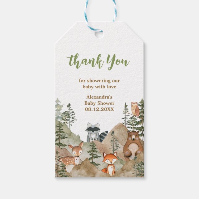 Adventure Begin Woodland Mountain Favour Tags (Front)