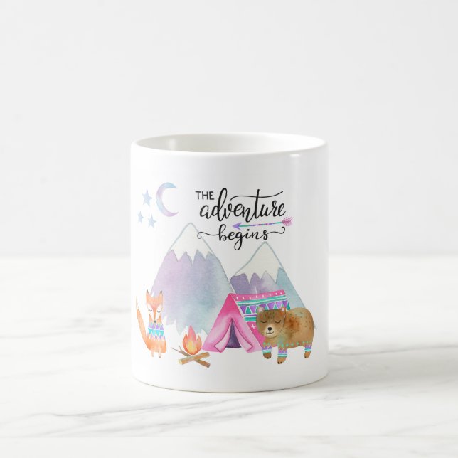 Adventure Begins Animals Forest Coffee Mug (Center)