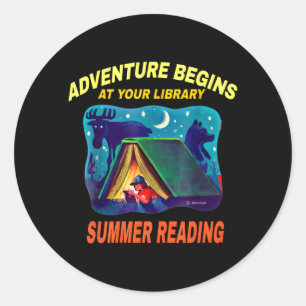 Adventure Begins At Library Summer Reading Program Classic Round Sticker