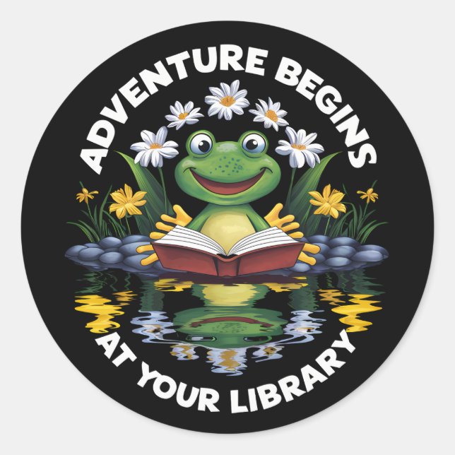 Adventure Begins At Your Library Reading 2024 Classic Round Sticker (Front)
