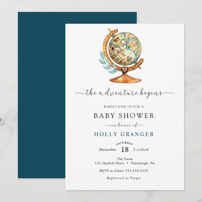 Adventure Begins Baby Shower Invitation (Front/Back)