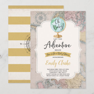 Adventure Begins Baby Shower Invitation Map Shower