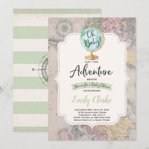 Adventure Begins Baby Shower Invitation Map Shower