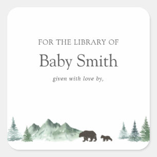 Adventure Begins Baby Shower Library Square Sticker