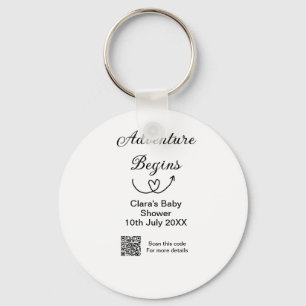 Adventure begins baby shower scan QR code heart si Keychain