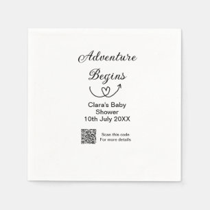 Adventure begins baby shower scan QR code heart si Napkin