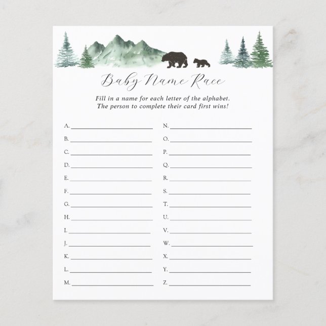 Adventure Begins Bear Baby Name Race (Front)