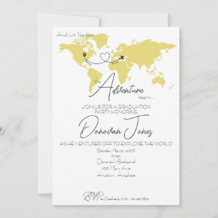 Adventure Begins College Graduation Party Invitation