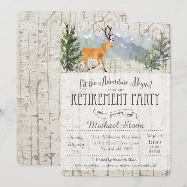 Adventure Begins Deer Retirement Invitation (Front/Back)