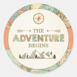 Adventure Begins Favour Tags Sticker World Map