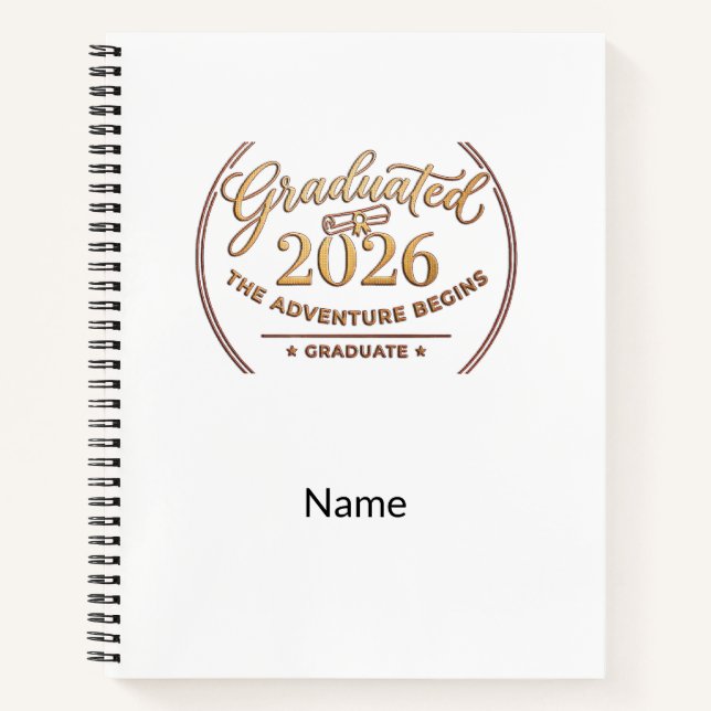 Adventure Begins Graduation Notebook (Front)