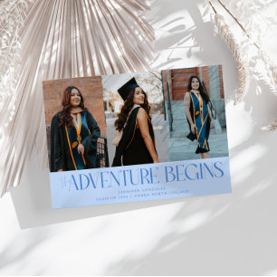 Adventure Begins Icy Blue Grad Multi Photo Announcement
