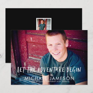 Adventure Begins Photo Graduation Party Invitation