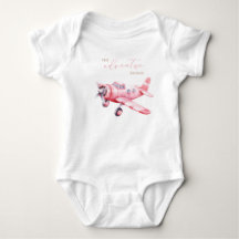 Adventure Begins Pink Airplane Girl Baby Shower