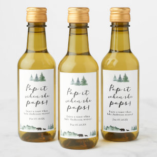 Adventure Begins Pop it when She Pops Baby Shower  Wine Label