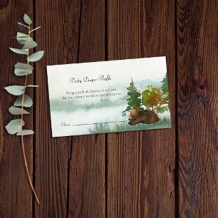 Adventure Begins Rustic Bear Baby Diaper Raffle Enclosure Card
