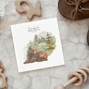 Adventure Begins Rustic Bears Baby Shower Napkin