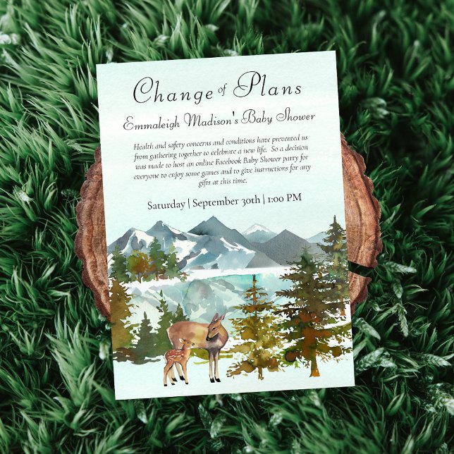 Adventure Begins Rustic Deer Change of Plans Invitation (Creator Uploaded)