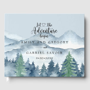 Adventure Begins Rustic Forest Wedding Guest Book