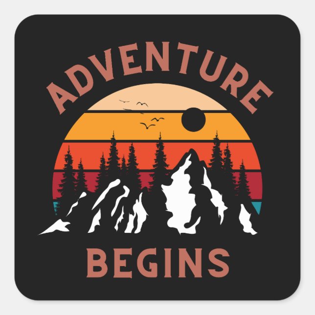 Adventure Begins Square Sticker (Front)