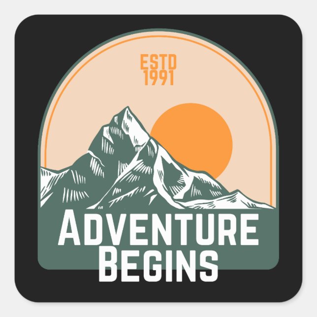 Adventure Begins Square Sticker (Front)