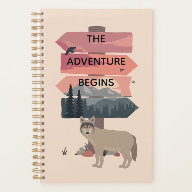 Adventure Begins Travel Sign Post Wilderness Planner (Front)