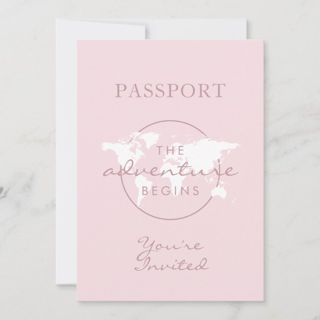 Adventure Begins Travel Theme Passport Baby Shower (Front)