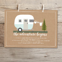 Adventure Blue Trailer Camper Woodland Baby Shower
