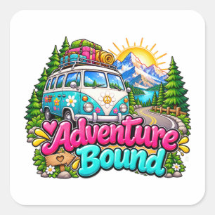 Adventure Bound Travel Road Trip Square Sticker