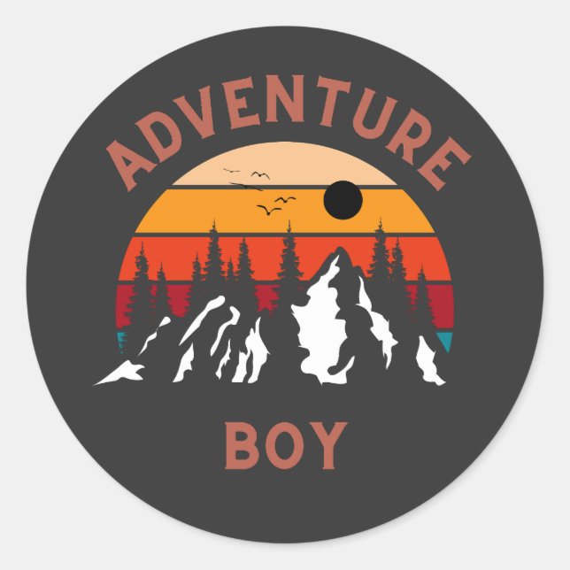 Adventure boy classic round sticker (Front)