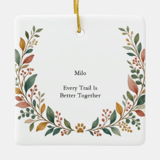 Adventure Buddy Botanical Ceramic Square Ornament