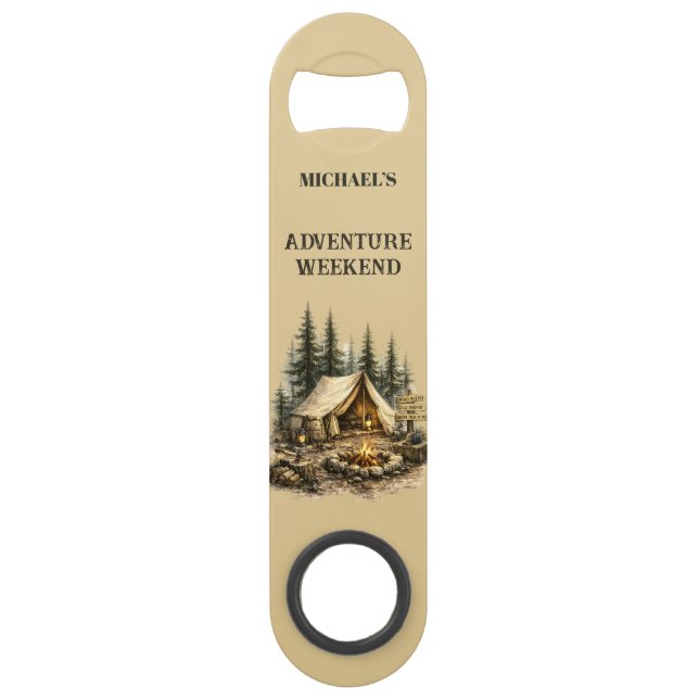 Adventure Cabin Trip Bachelor Party Rustic Camping Bar Key (Front)