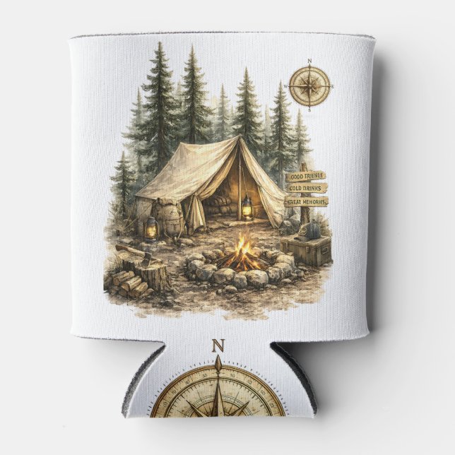 Adventure Cabin Trip Bachelor Party Rustic Camping Can Cooler (Front)