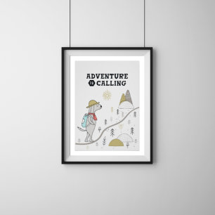 Adventure Calling Cute Dog Poster