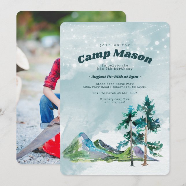 Adventure Camping Birthday Invitation (Front/Back)