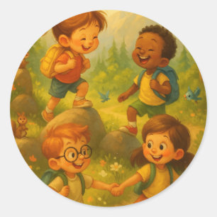 Adventure Crew – Round Hiking Sticker for Kids