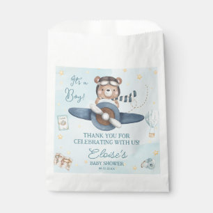 Adventure Cute Bear Blue Plane Oh Boy Baby Shower Favour Bag