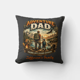 Adventure Dad Shirt – Vintage Outdoor Camping Throw Pillow