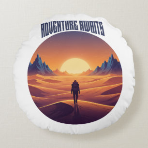 Adventure Desert Tee — Chasing Dunes & Desert Sky Round Pillow