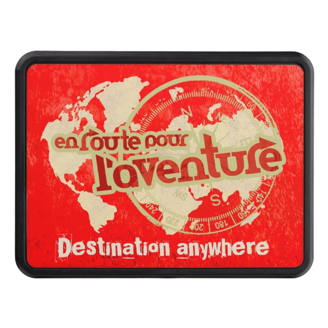 Adventure destination trailer hitch cover (Front)