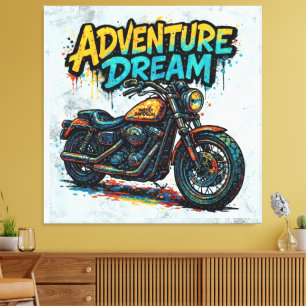 Adventure Dream Ride / Vintage Chopper Motorcycle  Canvas Print