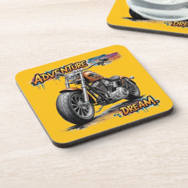 Adventure Dream Ride – Vintage Chopper Motorcycle  Coaster (Left Side)