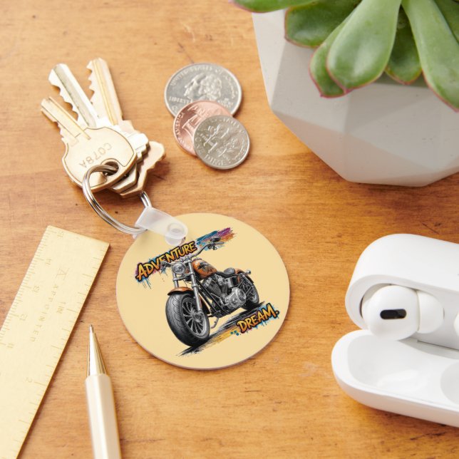 Adventure Dream Ride – Vintage Chopper Motorcycle  Keychain (Desk)