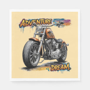 Adventure Dream Ride – Vintage Chopper Motorcycle Napkin