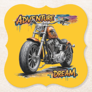 Adventure Dream Ride – Vintage Chopper Motorcycle Paper Coaster